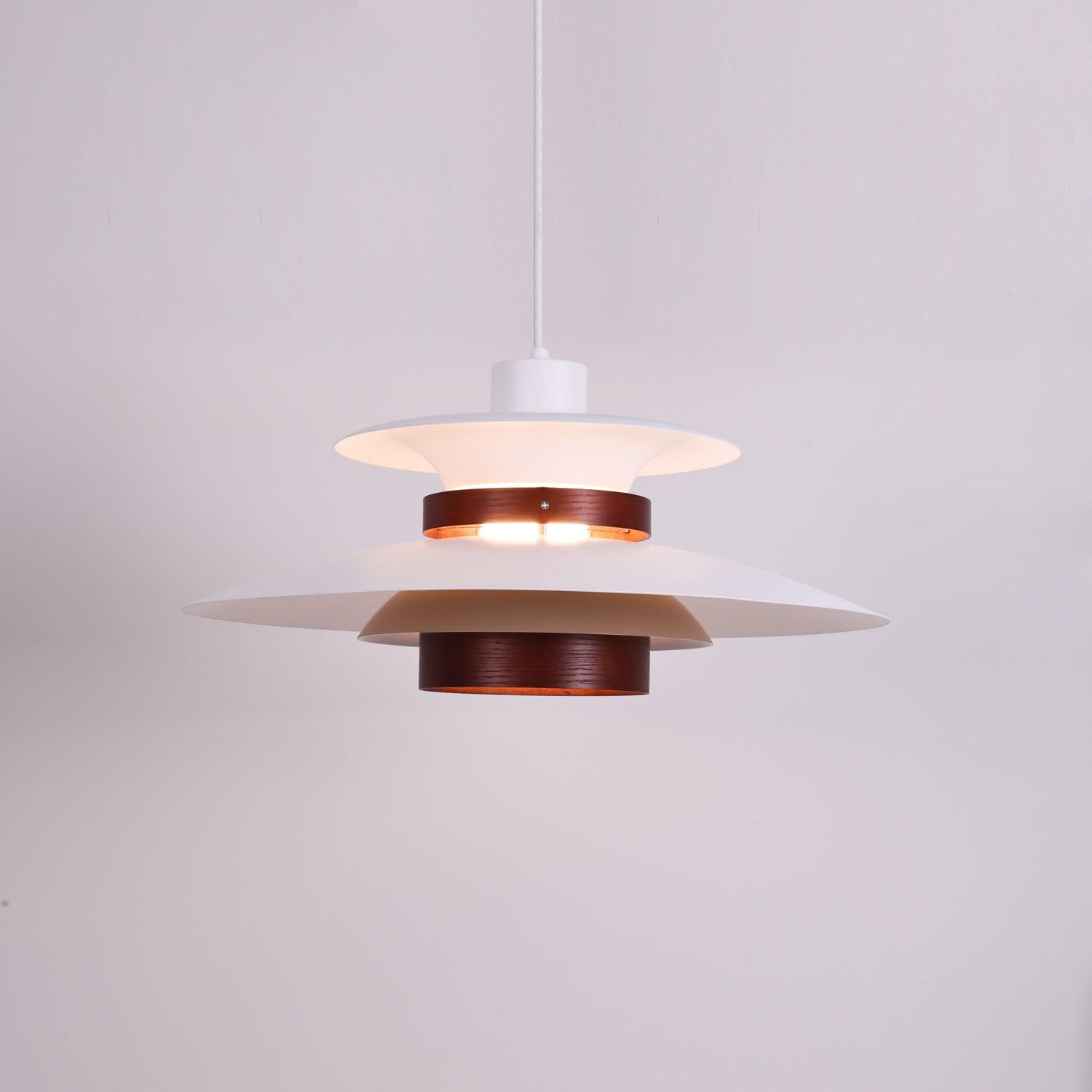 Modern Modulo Layered Metal and Dark Oak Wood Pendant Light for Dining Areas