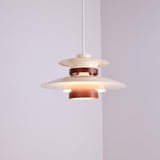 Modern Modulo Layered Metal and Dark Oak Wood Pendant Light for Dining Areas