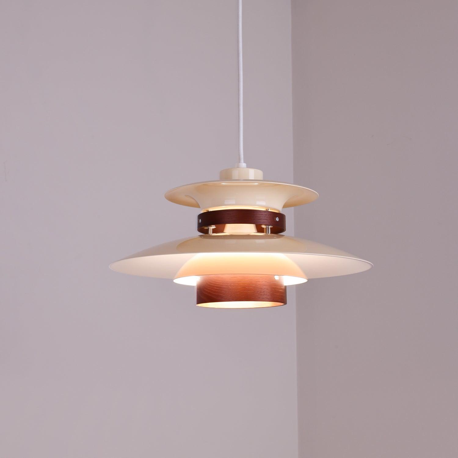 Modern Modulo Layered Metal and Dark Oak Wood Pendant Light for Dining Areas