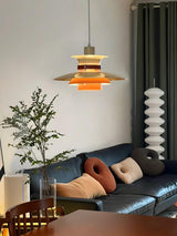 Modern Modulo Layered Metal and Dark Oak Wood Pendant Light for Dining Areas