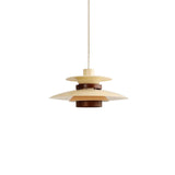 Modern Modulo Layered Metal and Dark Oak Wood Pendant Light for Dining Areas