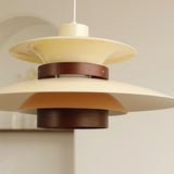 Modern Modulo Layered Metal and Dark Oak Wood Pendant Light for Dining Areas