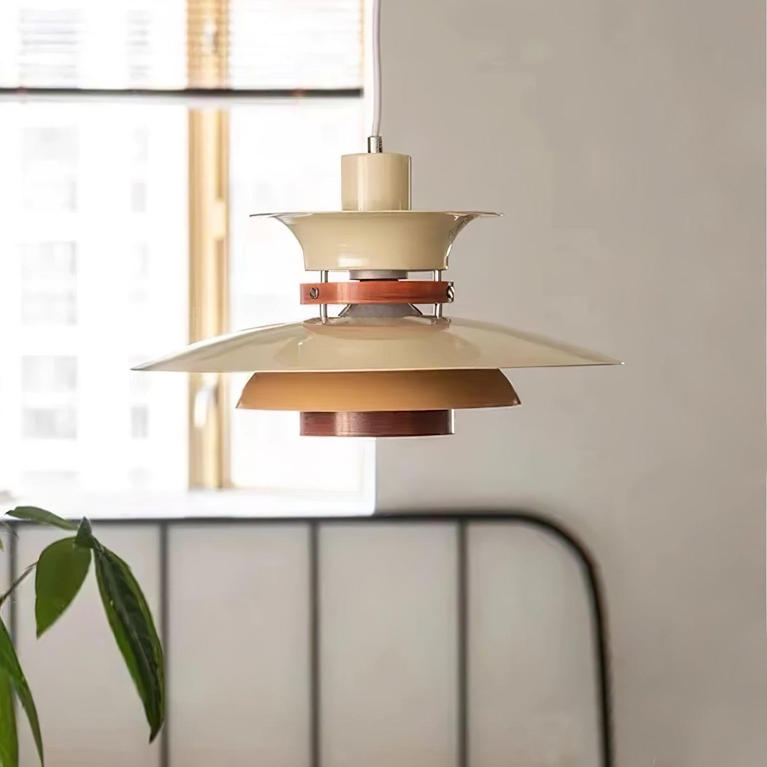 Modern Modulo Layered Metal and Dark Oak Wood Pendant Light for Dining Areas