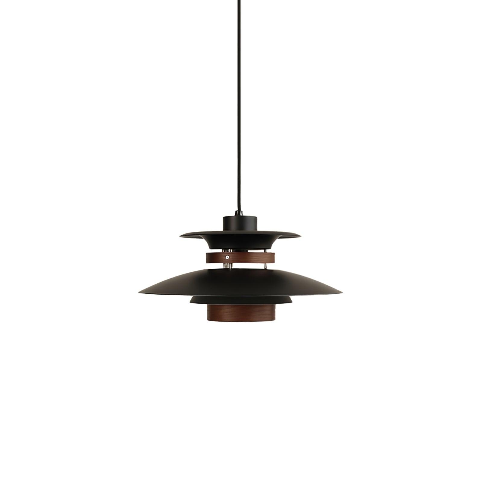 Modern Modulo Layered Metal and Dark Oak Wood Pendant Light for Dining Areas