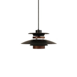 Modern Modulo Layered Metal and Dark Oak Wood Pendant Light for Dining Areas