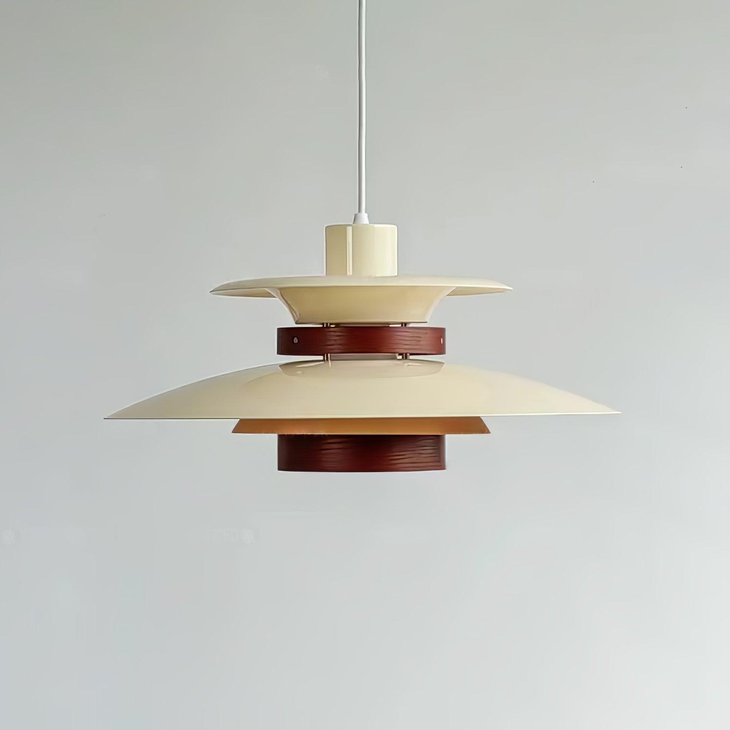 Modern Modulo Layered Metal and Dark Oak Wood Pendant Light for Dining Areas