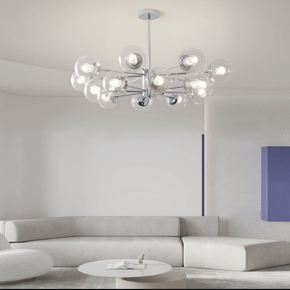 Modern Molecular Glass Globe Chandelier with 3 Step Dimming for Dining Room and Bedroom