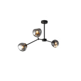 Modern Molecular Glass Melt Chandelier with Smoke Gray Shades and Black Metal Finish