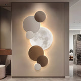 Modern Moon Design LED Wall Sconce Planetary Art Lighting with Remote Control and USB Power