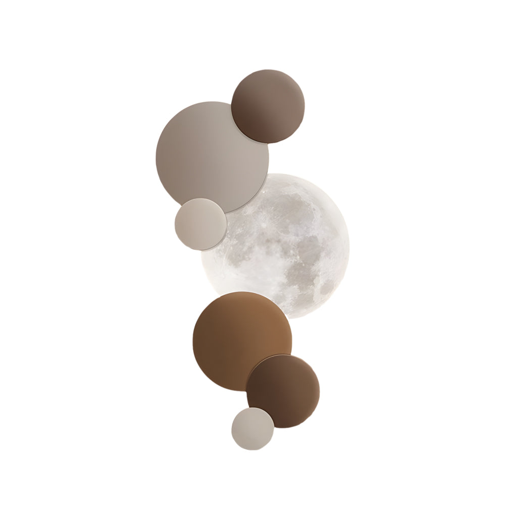 Modern Moon Design LED Wall Sconce Planetary Art Lighting with Remote Control and USB Power