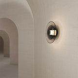 Modern Moon Inspired Glass Disc Wall Sconce Integrated LED Indoor Decorative Lighting