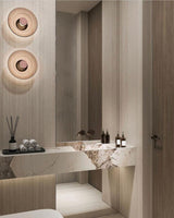 Modern Moon Inspired Glass Disc Wall Sconce Integrated LED Indoor Decorative Lighting