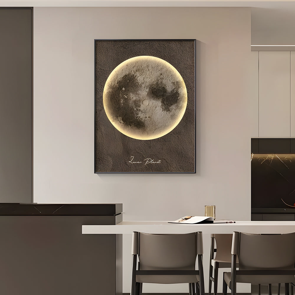 Modern Moon Integrated LED Lighted Electric Meter Box Cover Decorative Painting Art