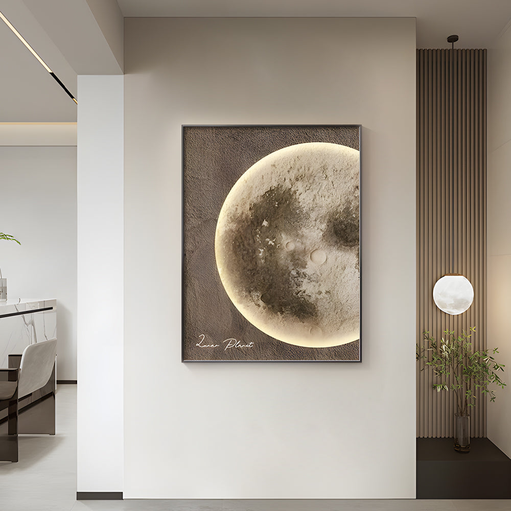 Modern Moon Integrated LED Lighted Electric Meter Box Cover Decorative Painting Art