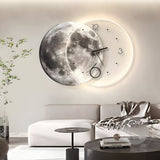 Modern Moon Lunar LED Wall Clock and Decorative Wall Painting Lamp with Remote Control and USB Power Supply