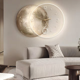 Modern Moon Lunar LED Wall Clock and Decorative Wall Painting Lamp with Remote Control and USB Power Supply