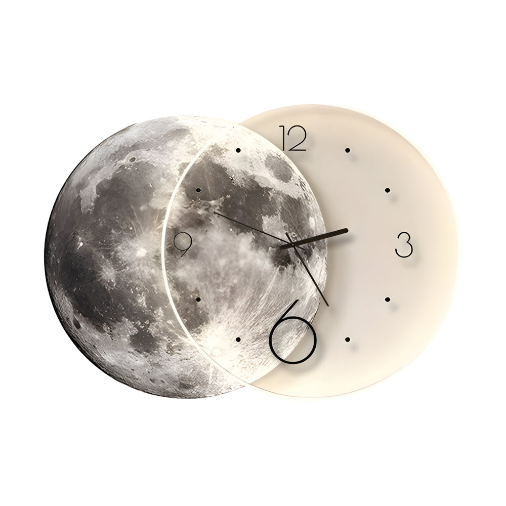 Modern Moon Lunar LED Wall Clock and Decorative Wall Painting Lamp with Remote Control and USB Power Supply