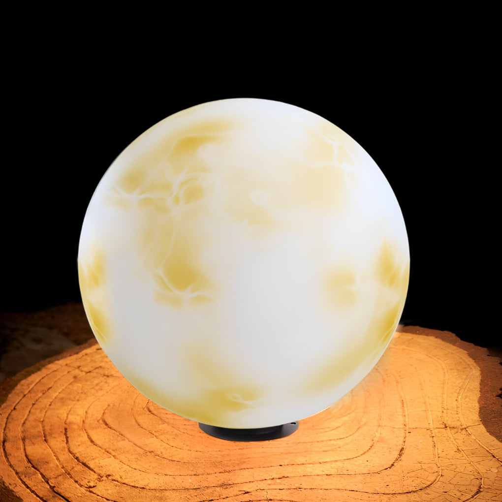 Modern Moon Outdoor Pier Mount Pillar Light Globe Sphere Solar Powered Path Lamp