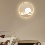 Modern Moon Patterned Circular LED Wall Sconce with Integrated Dimmable Lighting 16 Inch