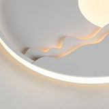 Modern Moon Patterned Circular LED Wall Sconce with Integrated Dimmable Lighting 16 Inch