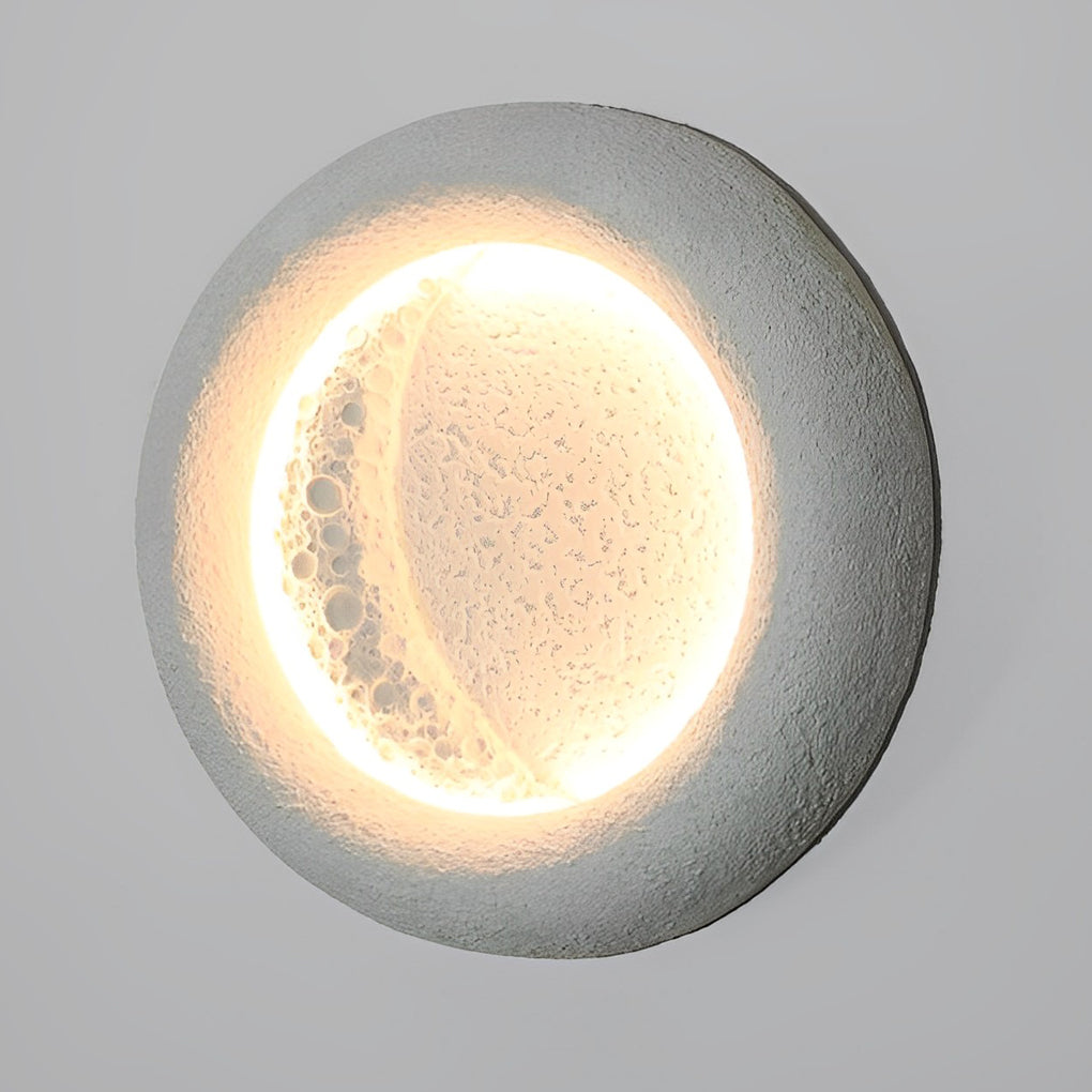 Modern Moon Shaped Outdoor LED Wall Sconce Waterproof Exterior Porch Lighting Concrete Garden Lamp