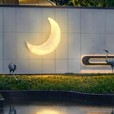 Modern Moon Shaped Outdoor Wall Sconce Waterproof Resin LED Light for Garden and Yard