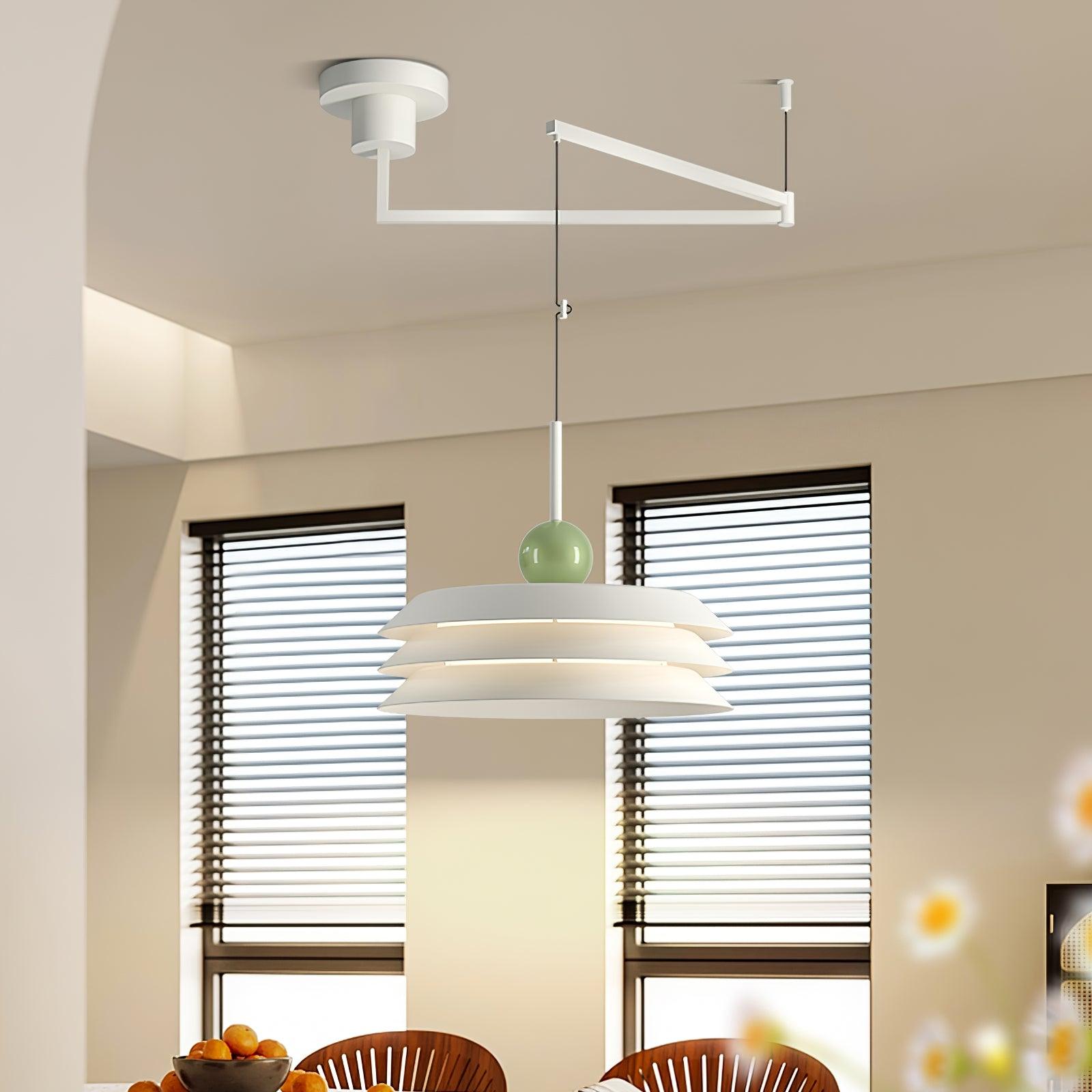 Modern Morandi Layered Pendant Lamp with Adjustable Swing Arm LED Acrylic Hanging Light