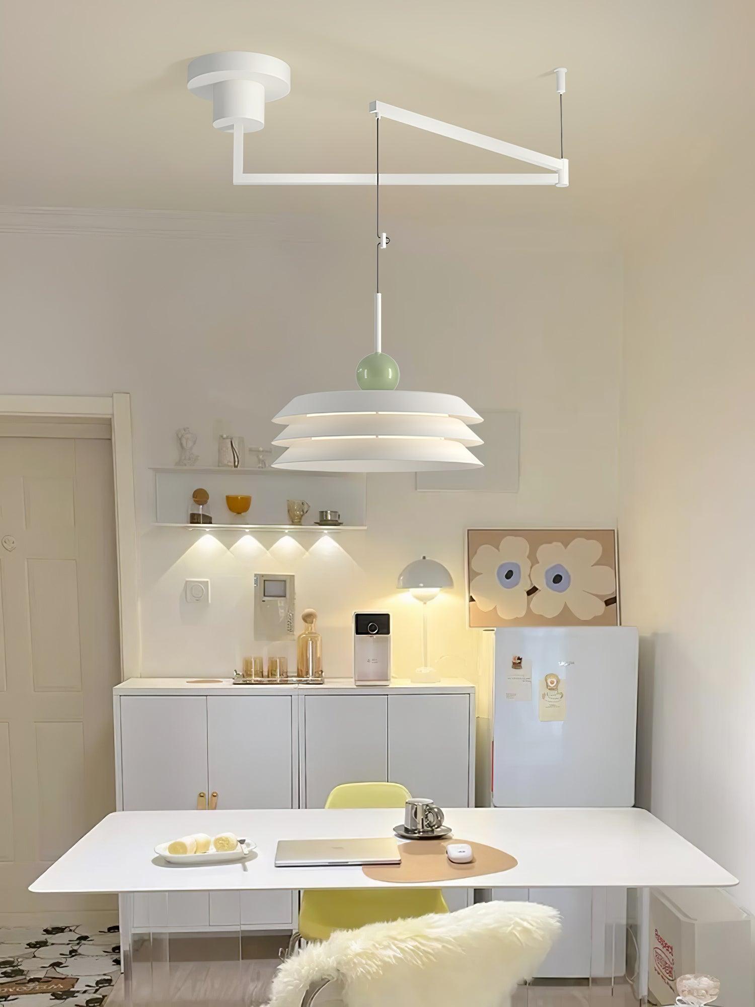Modern Morandi Layered Pendant Lamp with Adjustable Swing Arm LED Acrylic Hanging Light