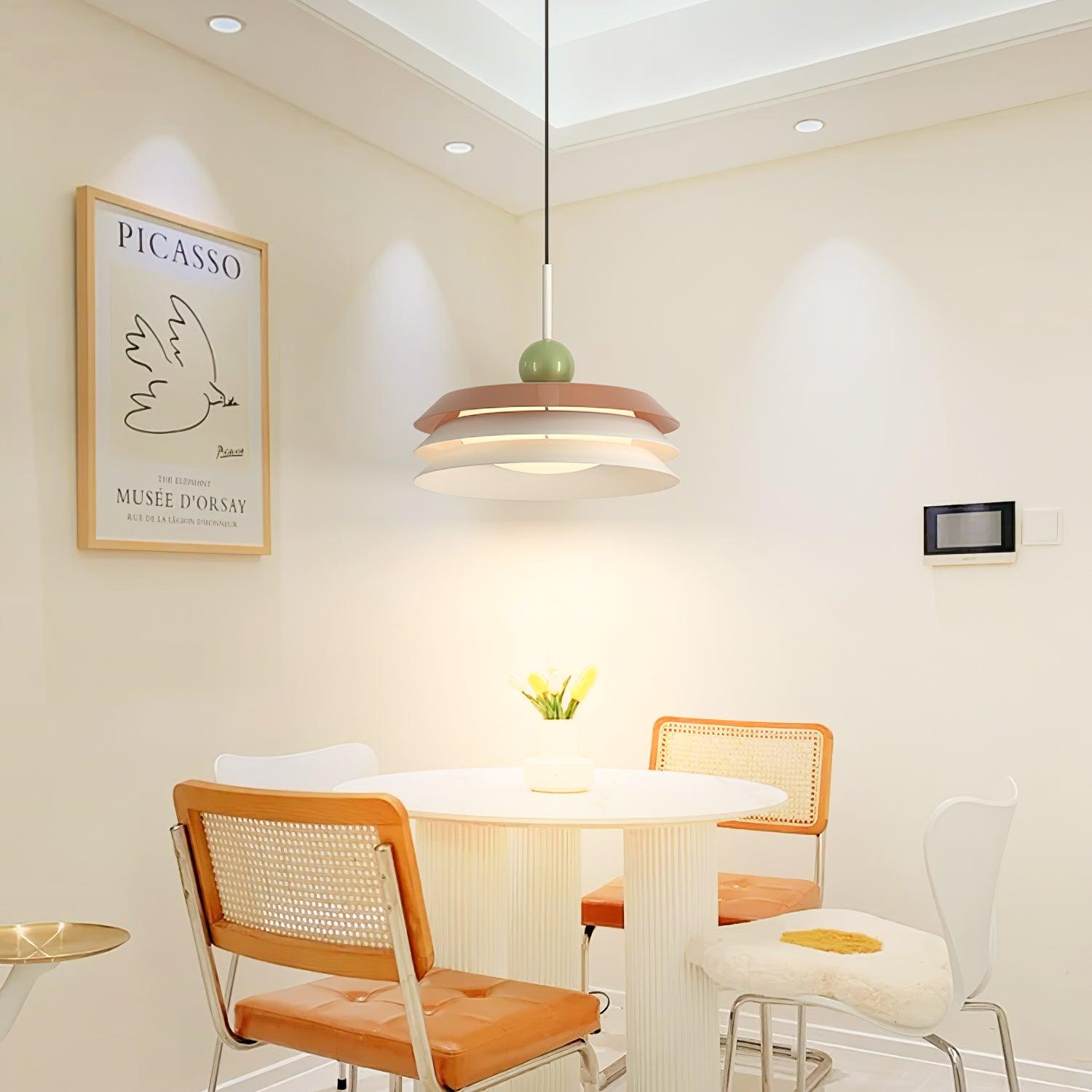 Modern Morandi Layered Pendant Lamp with Adjustable Swing Arm LED Acrylic Hanging Light
