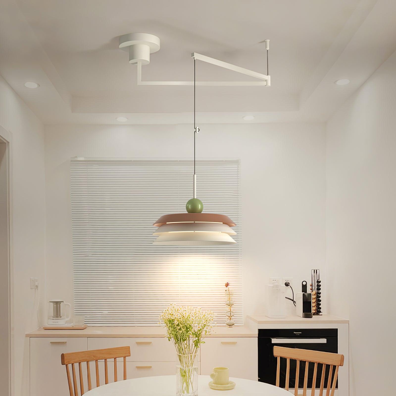 Modern Morandi Layered Pendant Lamp with Adjustable Swing Arm LED Acrylic Hanging Light