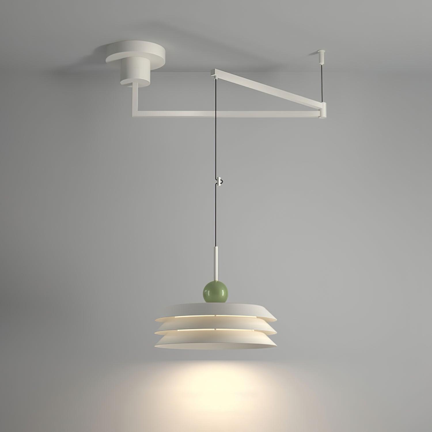 Modern Morandi Layered Pendant Lamp with Adjustable Swing Arm LED Acrylic Hanging Light
