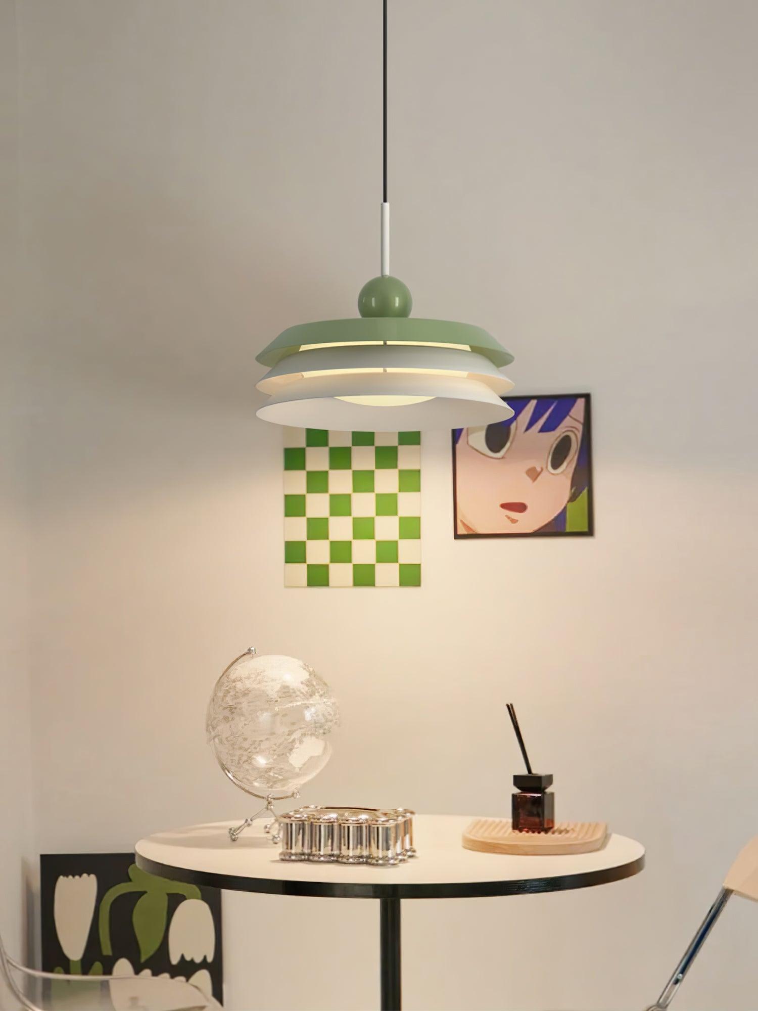Modern Morandi Layered Pendant Lamp with Adjustable Swing Arm LED Acrylic Hanging Light