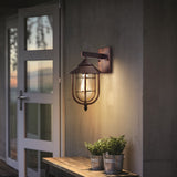 Modern Motion Sensor Outdoor Wall Sconce Iron and Glass Waterproof Retro Exterior Light for Porch