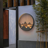 Modern Mountain Design Circular Outdoor Wall Sconce Waterproof IP65 LED Exterior Light for Garden and Villa Black