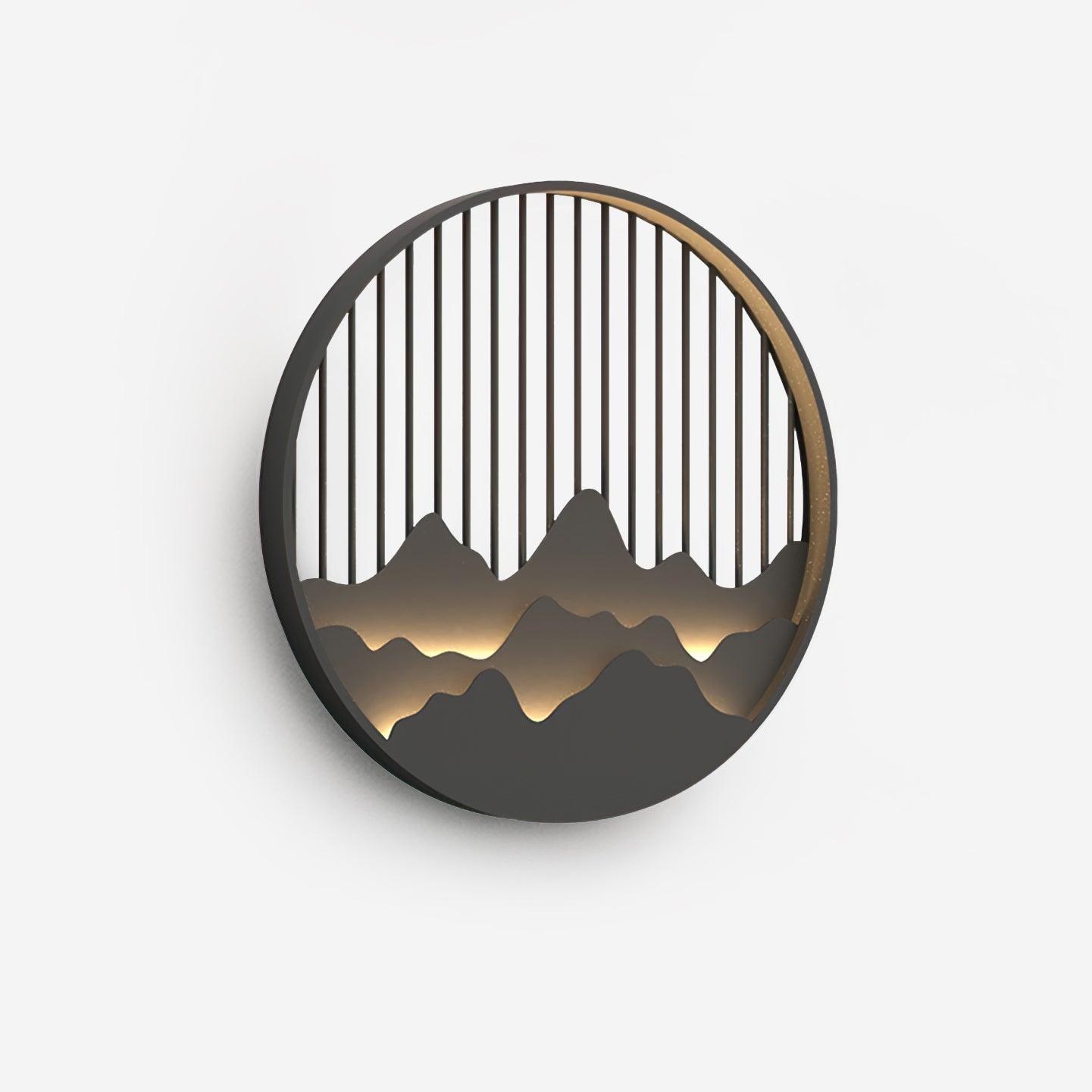Modern Mountain Design Circular Outdoor Wall Sconce Waterproof IP65 LED Exterior Light for Garden and Villa Black
