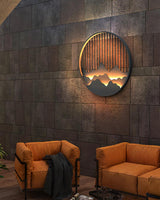 Modern Mountain Design Circular Outdoor Wall Sconce Waterproof IP65 LED Exterior Light for Garden and Villa Black