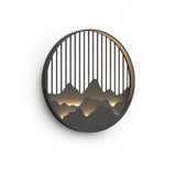 Modern Mountain Design Circular Outdoor Wall Sconce Waterproof IP65 LED Exterior Light for Garden and Villa Black