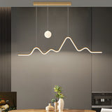 Modern Mountain Moon LED Linear Pendant Light for Dining Room with 3 Step Dimming