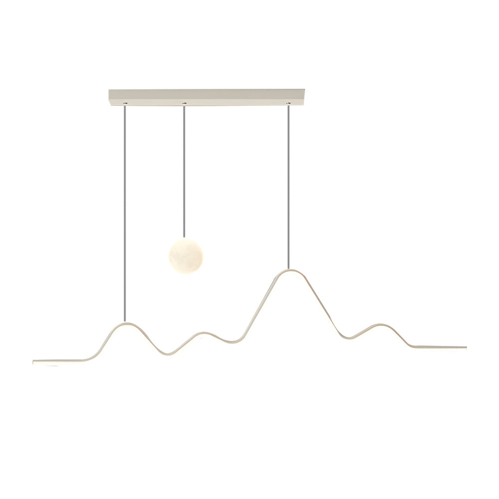 Modern Mountain Moon LED Linear Pendant Light for Dining Room with 3 Step Dimming
