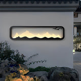 Modern Mountain Scenery LED Outdoor Wall Sconce Waterproof Black Rectangular Garden Yard Lighting