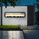 Modern Mountain Scenery LED Outdoor Wall Sconce Waterproof Black Rectangular Garden Yard Lighting