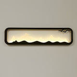 Modern Mountain Scenery LED Outdoor Wall Sconce Waterproof Black Rectangular Garden Yard Lighting