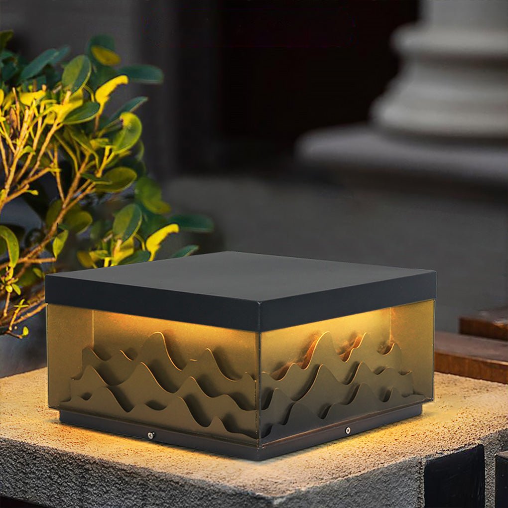 Modern Mountain Shape Outdoor Post Light IP65 Waterproof Garden Landscape Pillar Lamp LED Warm White