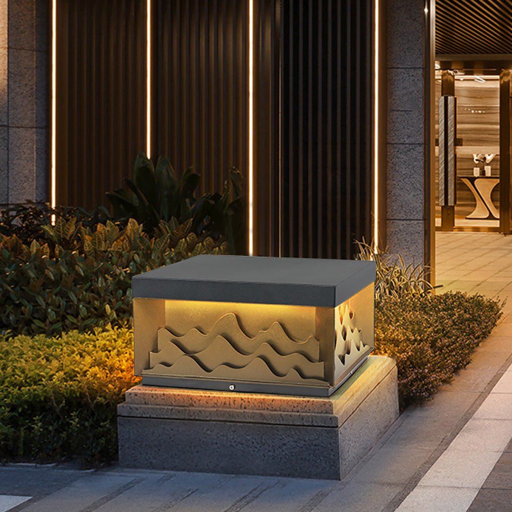 Modern Mountain Shape Outdoor Post Light IP65 Waterproof Garden Landscape Pillar Lamp LED Warm White