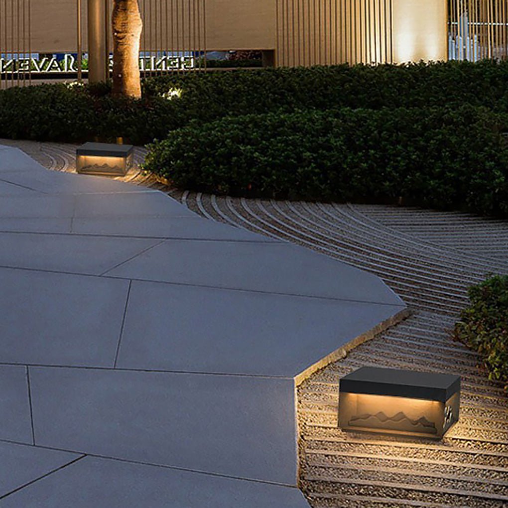 Modern Mountain Shape Outdoor Post Light IP65 Waterproof Garden Landscape Pillar Lamp LED Warm White