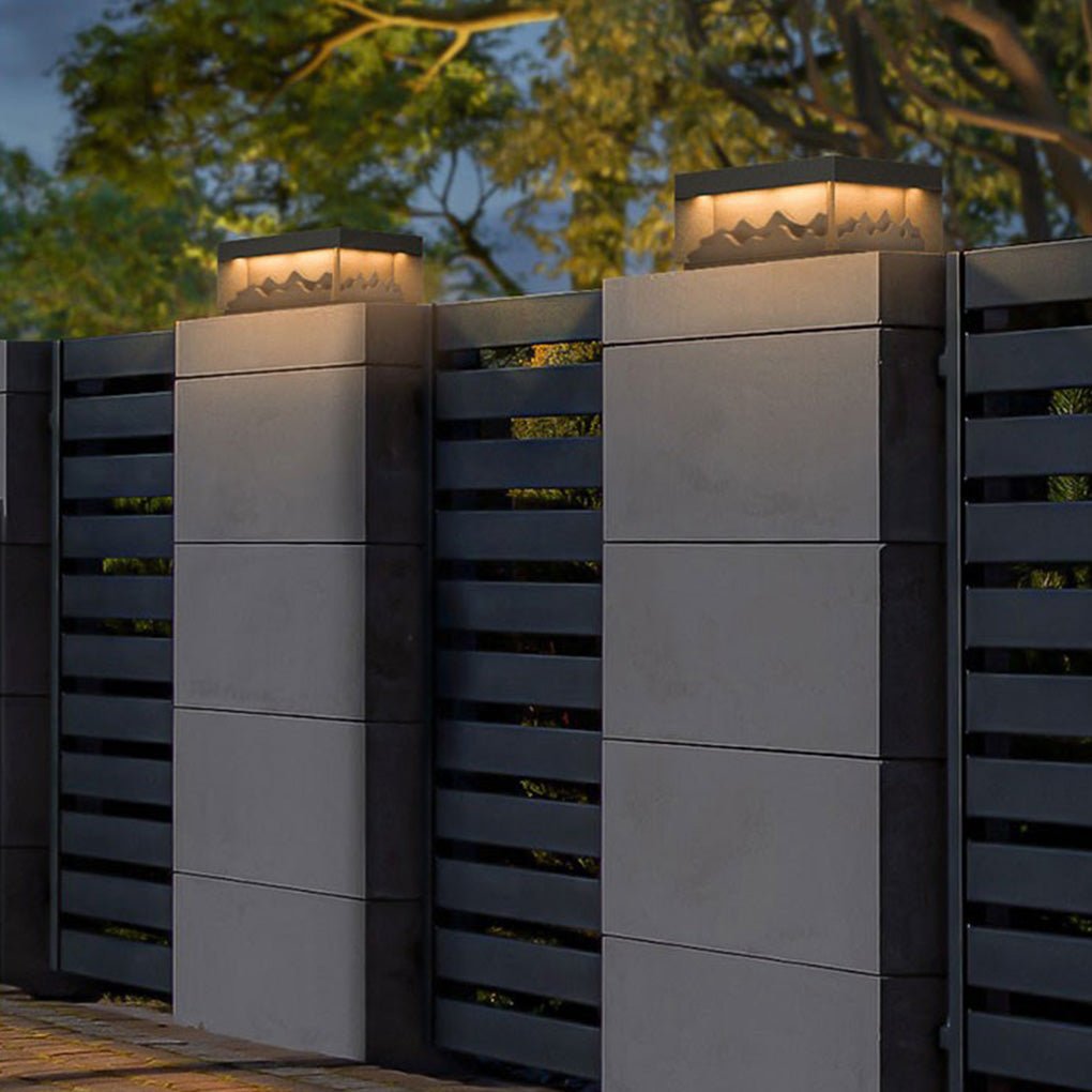 Modern Mountain Shape Outdoor Post Light IP65 Waterproof Garden Landscape Pillar Lamp LED Warm White