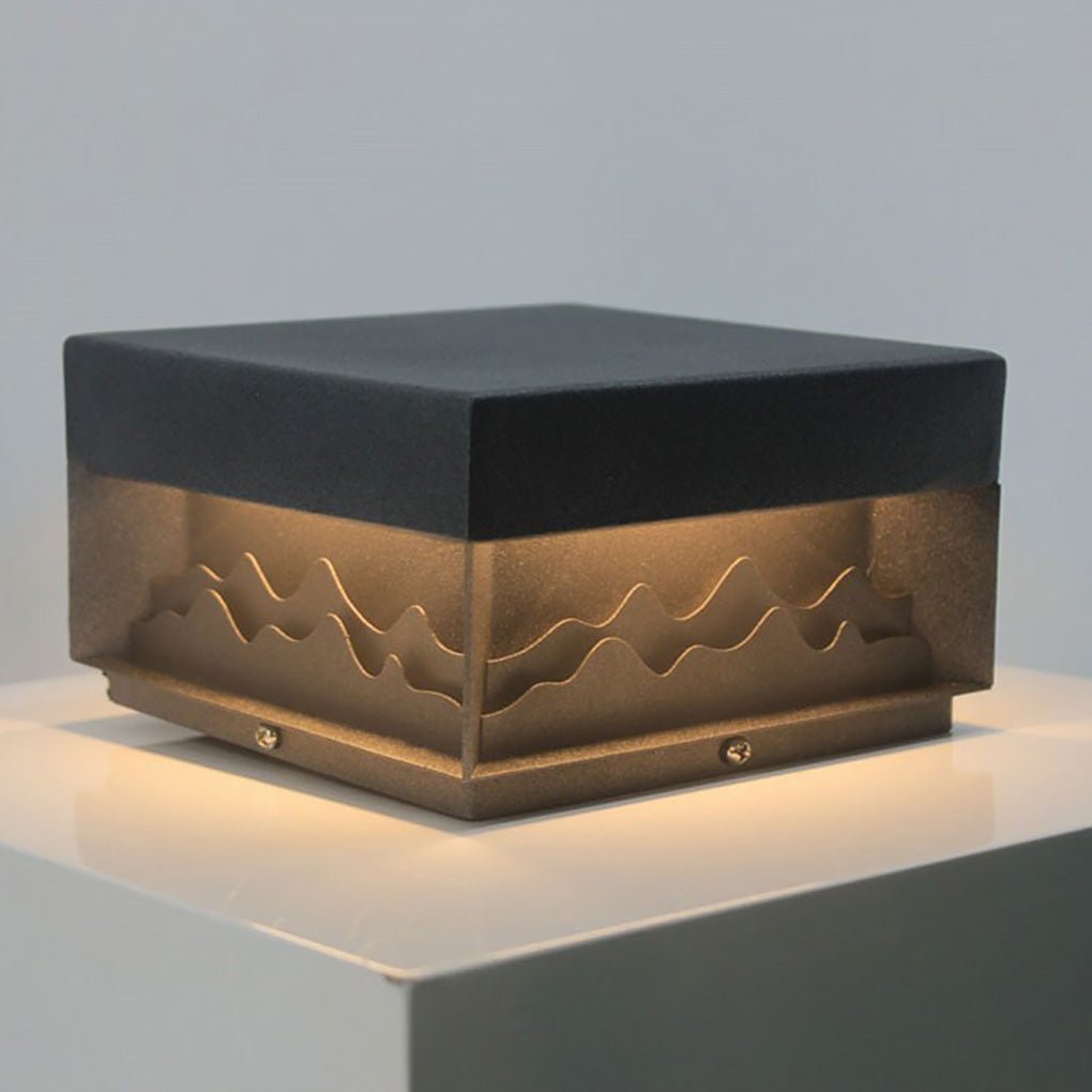 Modern Mountain Shape Outdoor Post Light IP65 Waterproof Garden Landscape Pillar Lamp LED Warm White
