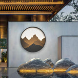 Modern Mountain View LED Outdoor Wall Sconce Waterproof Round Garden Porch Lighting