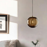 Modern Mouth Blown Glass Globe Pendant Light with Adjustable Metal Stalk for Indoor Ceilings