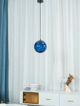 Modern Mouth Blown Glass Globe Pendant Light with Adjustable Metal Stalk for Indoor Ceilings